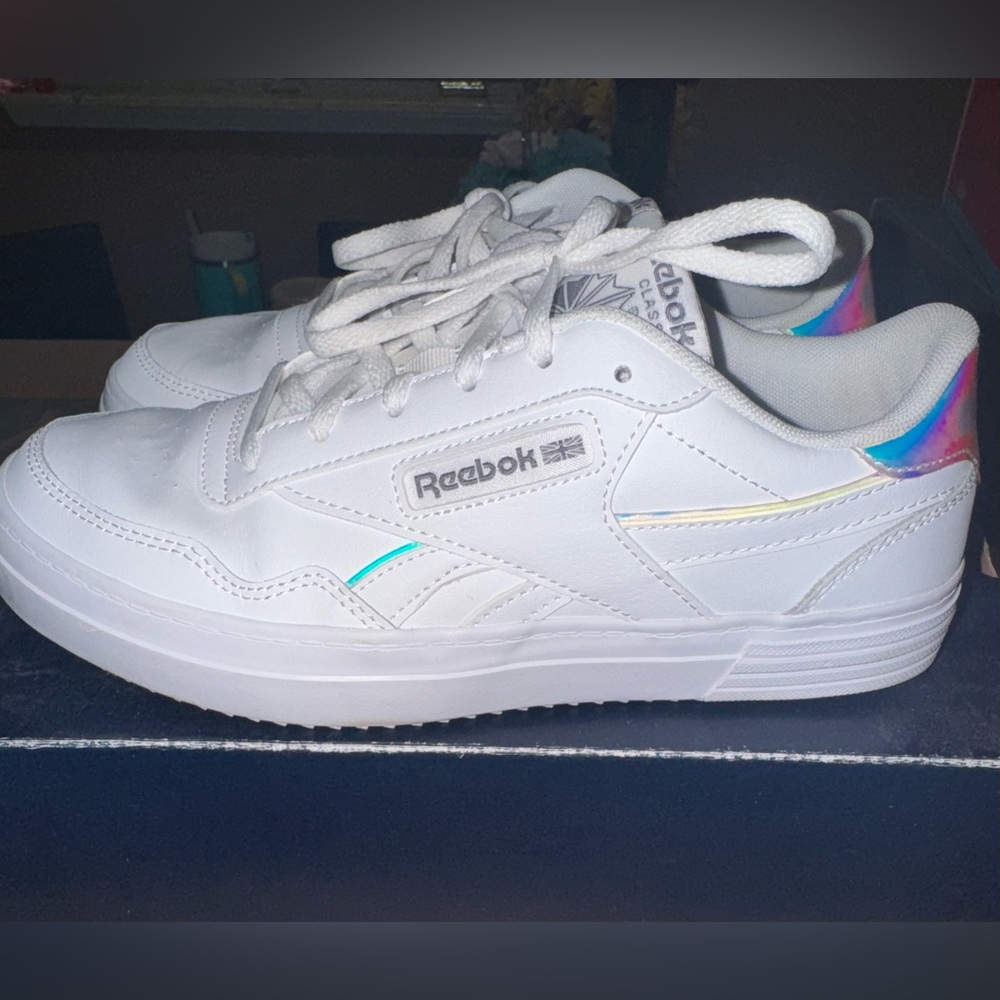 Reebok White Shoes with Iridescent Highlights